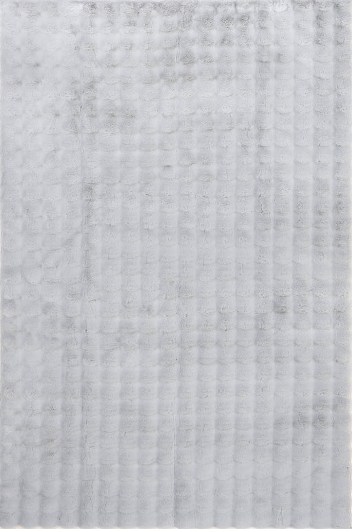 Ivana Silver Checkered Plush Washable Cloud Rug 120x180 cm