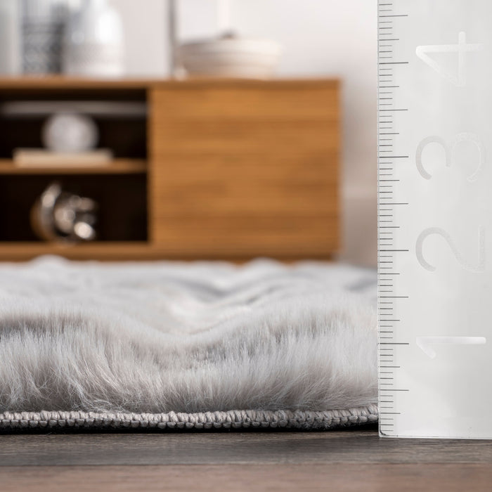 Ivana Silver Washable Checkered Plush Cloud Rug 100x150 cm