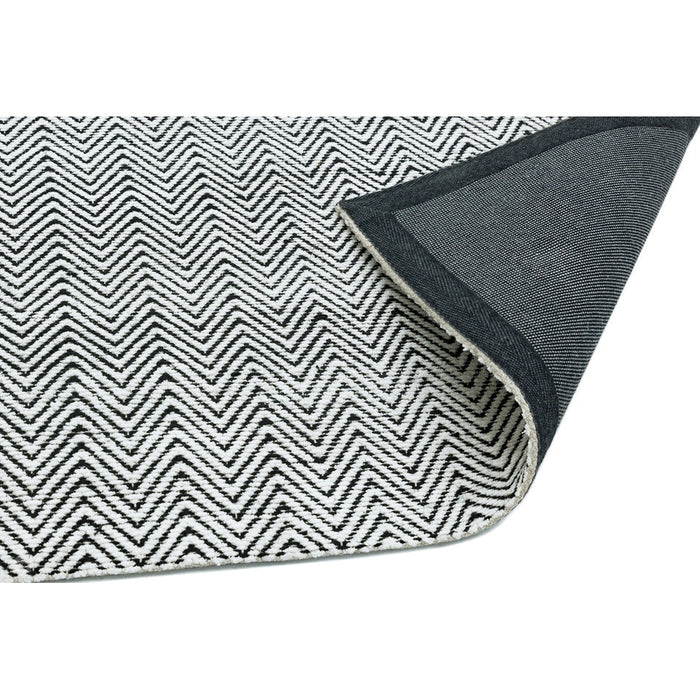 Ives Modern Geometric Chevron Zigzag Hand-Woven Jute&Cotton Durable Textured Soft-Touch Flatweave Black/White Rug