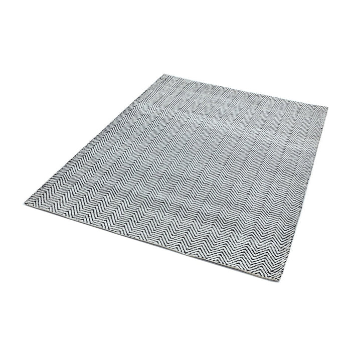 Ives Modern Geometric Chevron Zigzag Hand-Woven Jute&Cotton Durable Textured Soft-Touch Flatweave Black/White Rug