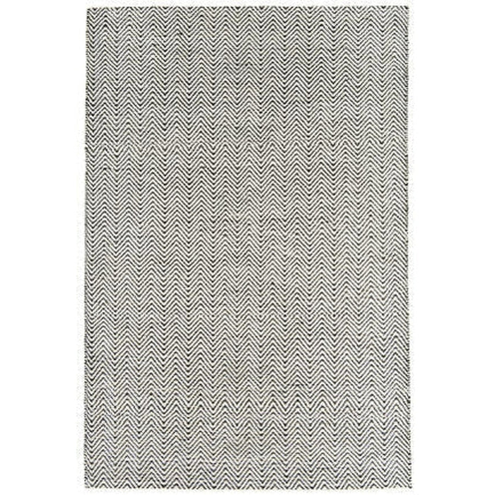 Ives Modern Geometric Chevron Zigzag Hand-Woven Jute&Cotton Durable Textured Soft-Touch Flatweave Black/White Rug