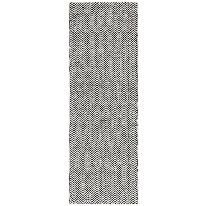 Ives Modern Geometric Chevron Zigzag Hand-Woven Jute&Cotton Durable Textured Soft-Touch Flatweave Black/White Rug