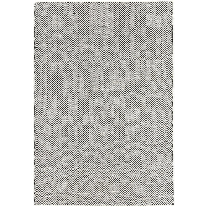 Ives Modern Geometric Chevron Zigzag Hand-Woven Jute&Cotton Durable Textured Soft-Touch Flatweave Black/White Rug