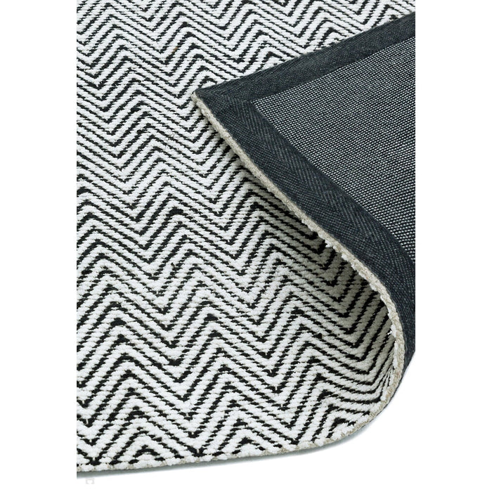 Ives Modern Geometric Chevron Zigzag Hand-Woven Jute&Cotton Durable Textured Soft-Touch Flatweave Black/White Runner