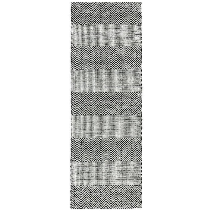 Ives Modern Geometric Chevron Zigzag Hand-Woven Jute&Cotton Durable Textured Soft-Touch Flatweave Grey Rug