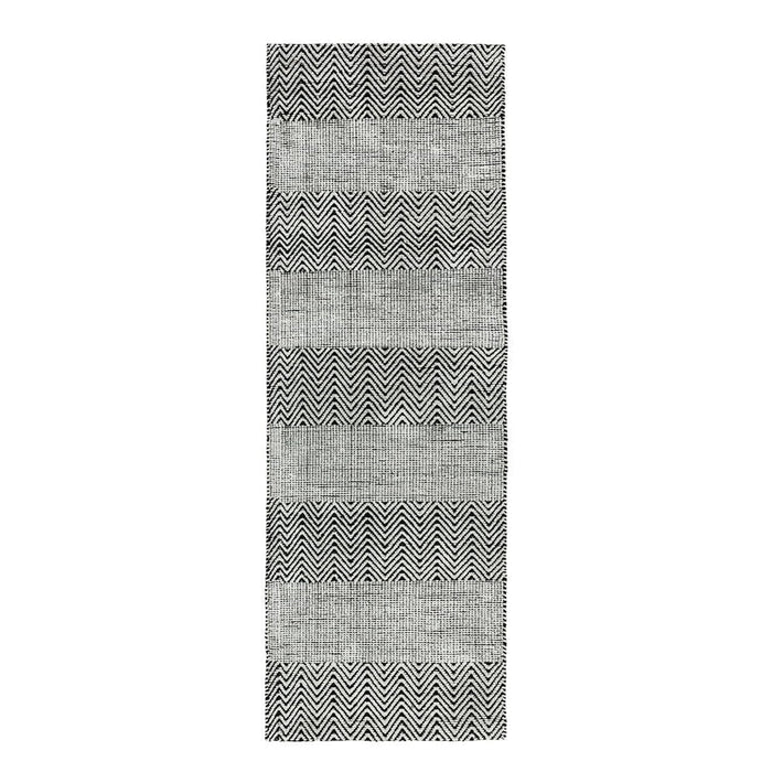 Ives Modern Geometric Chevron Zigzag Hand-Woven Jute&Cotton Durable Textured Soft-Touch Flatweave Grey Rug