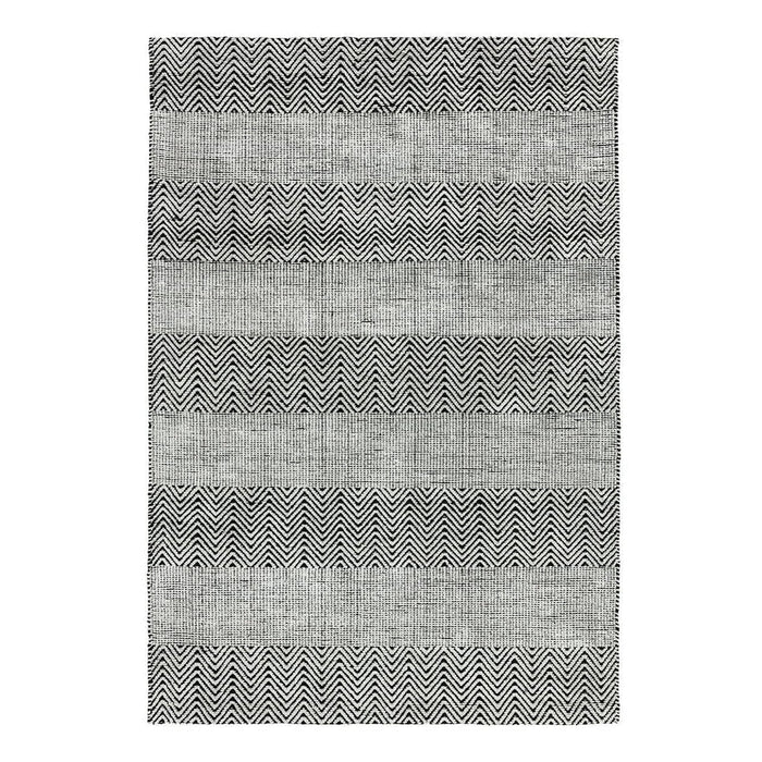 Ives Modern Geometric Chevron Zigzag Hand-Woven Jute&Cotton Durable Textured Soft-Touch Flatweave Grey Rug