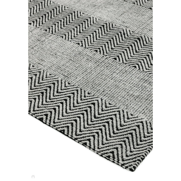 Ives Modern Geometric Chevron Zigzag Hand-Woven Jute&Cotton Durable Textured Soft-Touch Flatweave Grey Rug