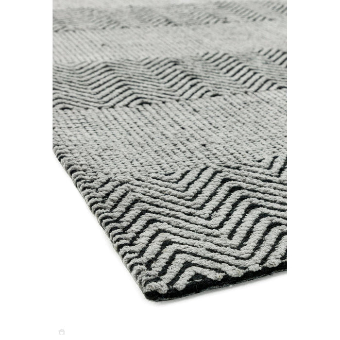 Ives Modern Geometric Chevron Zigzag Hand-Woven Jute&Cotton Durable Textured Soft-Touch Flatweave Grey Rug