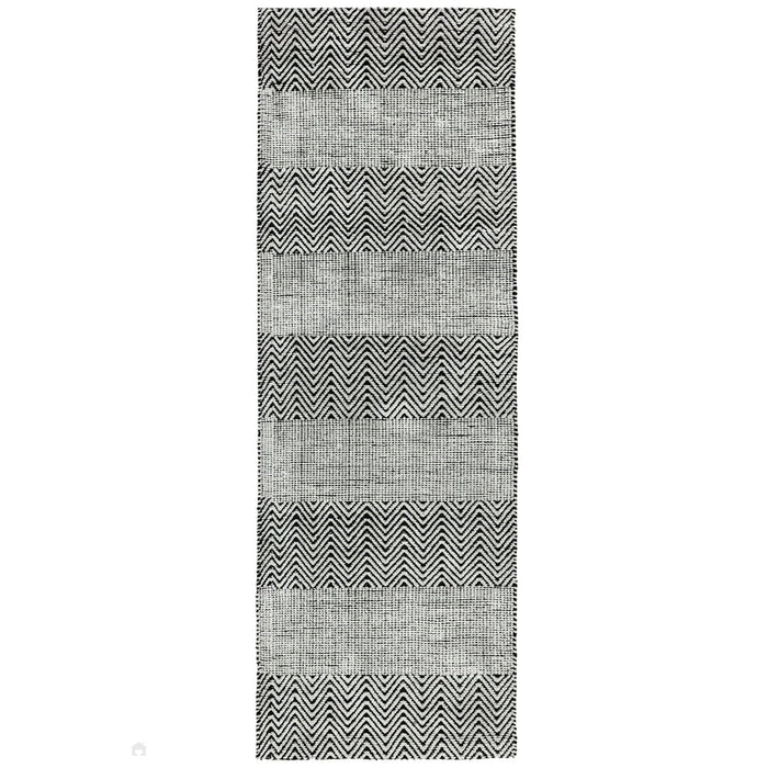 Ives Modern Geometric Chevron Zigzag Hand-Woven Jute&Cotton Durable Textured Soft-Touch Flatweave Grey Rug