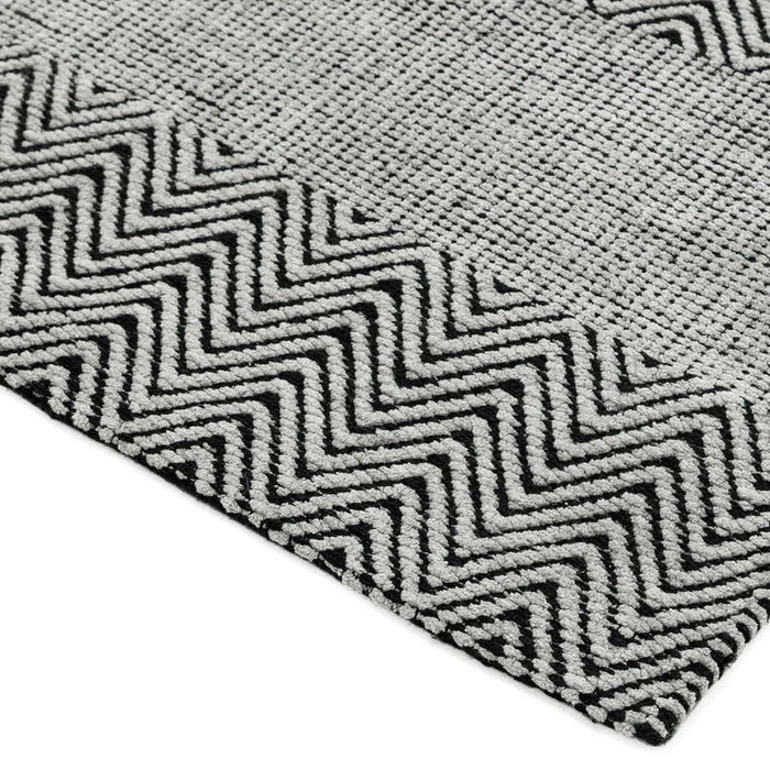 Ives Modern Geometric Chevron Zigzag Hand-Woven Jute&Cotton Durable Textured Soft-Touch Flatweave Grey Rug