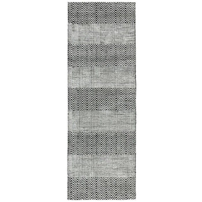 Ives Modern Geometric Chevron Zigzag Hand-Woven Jute&Cotton Durable Textured Soft-Touch Flatweave Grey Runner