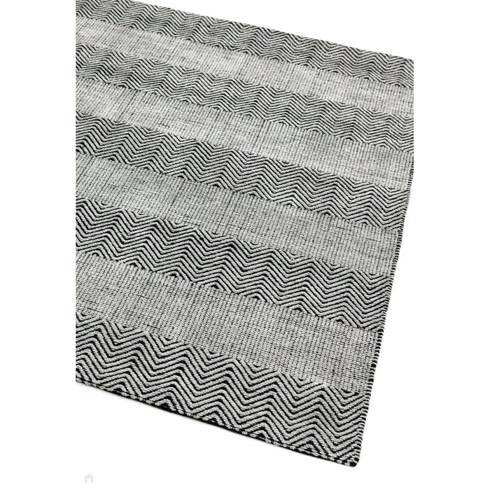 Ives Modern Geometric Chevron Zigzag Hand-Woven Jute&Cotton Durable Textured Soft-Touch Flatweave Grey Runner