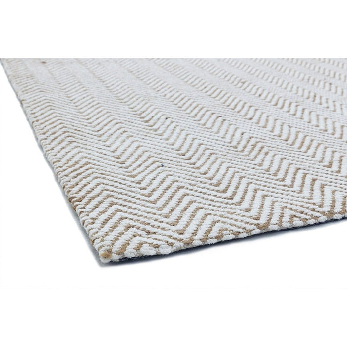 Ives Modern Geometric Chevron Zigzag Hand-Woven Jute&Cotton Durable Textured Soft-Touch Flatweave Natural Rug