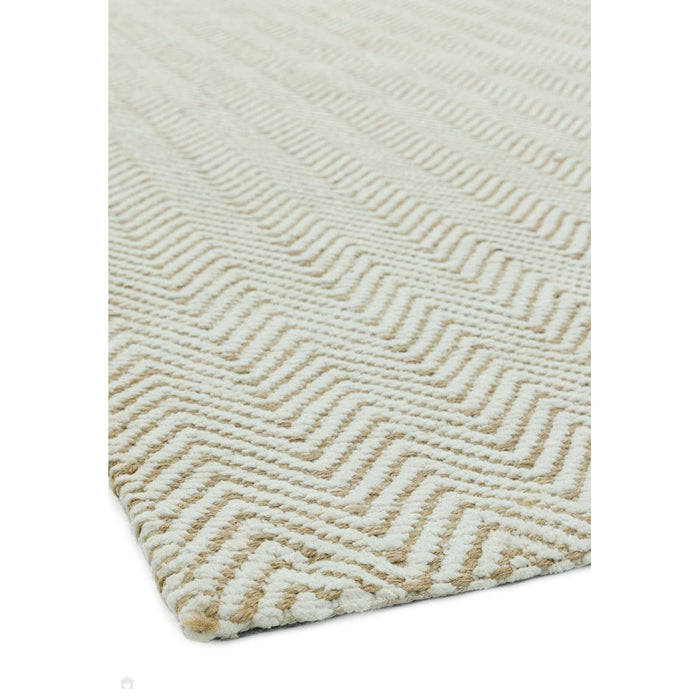 Ives Modern Geometric Chevron Zigzag Hand-Woven Jute&Cotton Durable Textured Soft-Touch Flatweave Natural Rug