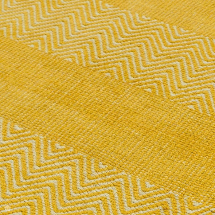 Ives Modern Geometric Chevron Zigzag Ručně tkaná juta a bavlna odolná texturovaná měkká dotyk Flatweave žlutý koberec