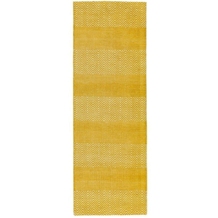 Ives Modern Geometric Chevron Zigzag Hand-Woven Jute&Cotton Durable Textured Soft-Touch Flatweave Yellow Runner