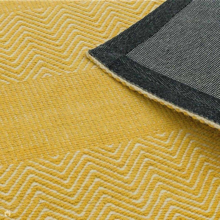 Ives Modern Geometric Chevron Zigzag Hand-Woven Jute&Cotton Durable Textured Soft-Touch Flatweave Yellow Runner