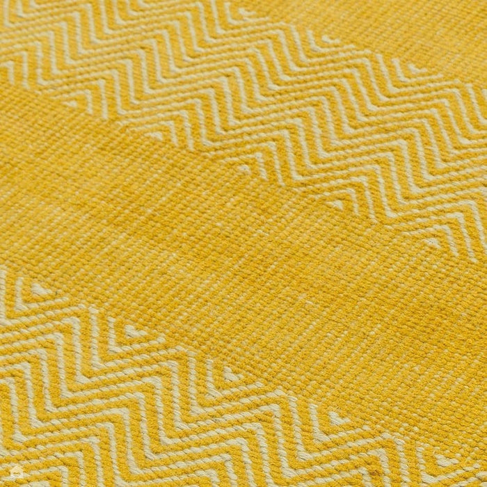 Ives Modern Geometric Chevron Zigzag Hand-Woven Jute&Cotton Durable Textured Soft-Touch Flatweave Yellow Runner