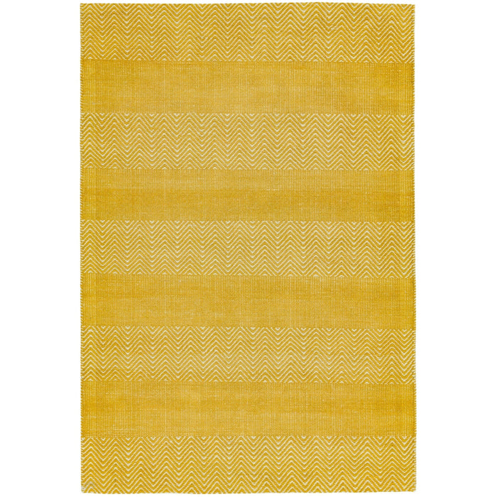 Ives Modern Geometric Chevron Zigzag Hand-Woven Jute&Cotton Durable Textured Soft-Touch Flatweave Yellow Runner