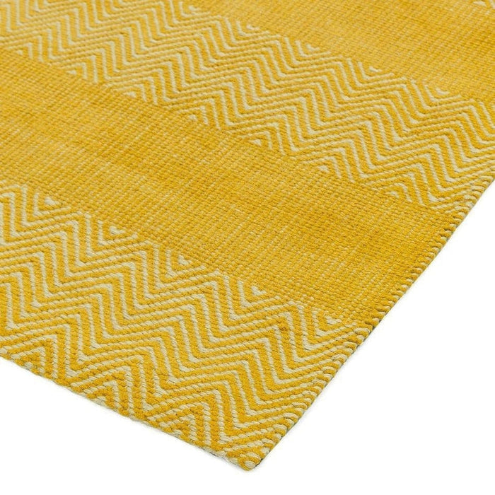 Ives Modern Geometric Chevron Zigzag Hand-Woven Jute&Cotton Durable Textured Soft-Touch Flatweave Yellow Runner