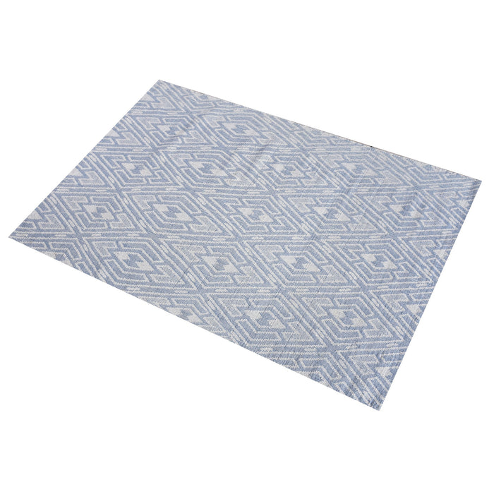 Tappeto jacquard in lana blu avorio per Homemoderna s