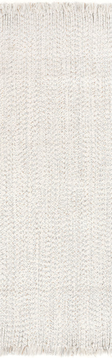 Ivory Braided Tassel Rug for Indoor and Outdoor Use