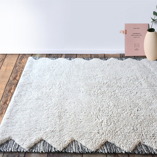 Ivory Charcoal Hand Tufted Wool Rug