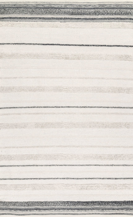 Ivory Cotton-Blend Area Rug with Stylish Stitch Pattern