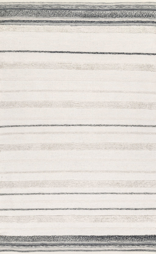 Ivory Cotton-Blend Area Rug with Stylish Stitch Pattern