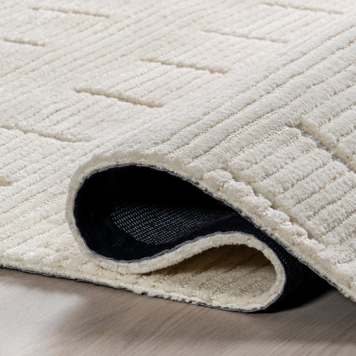 Ivory Cozy Stripe Area Rug for Warm Home Decor