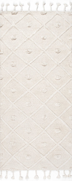 Ivory Diamond Trellis Tassel Area Rug 152x244 cm