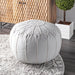 Ivory Faux Leather Pouf for Extra Seating and Decor