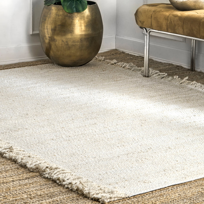 Ivory Flatweave Jute Cotton Area -matto 120x180 cm