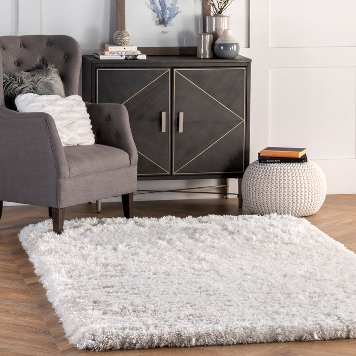 Ivory Fluffy Shag Area Rug 120x180 cm