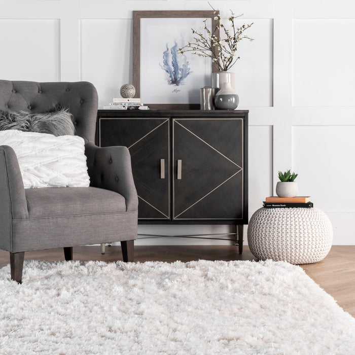 Ivory Fluffy Shag Area Rug 120x180 cm