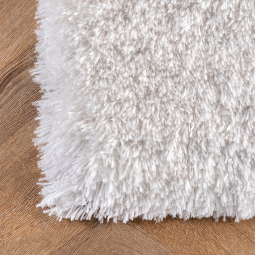 Ivory Fluffy Shag Area Rug 50x80 cm