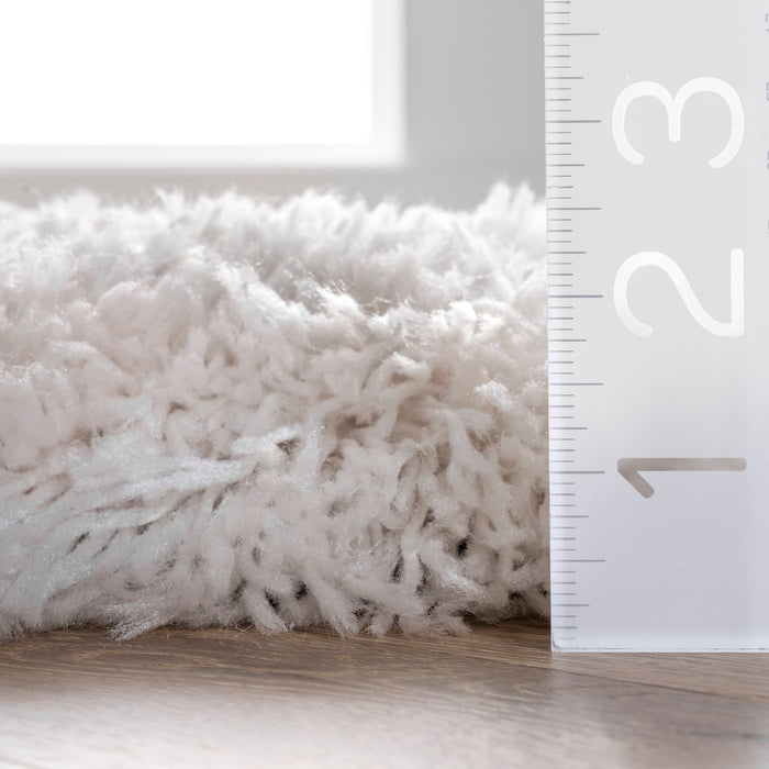 Ivory Fluffy Shag Area Rug 50x80 cm