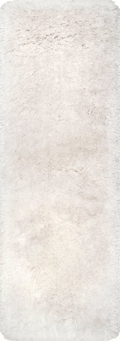 Ivory Fluffy Shag Area Rug 50x80 cm