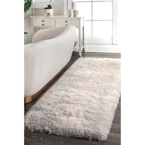 Ivory Fluffy Shag Area Rug 50x80 cm
