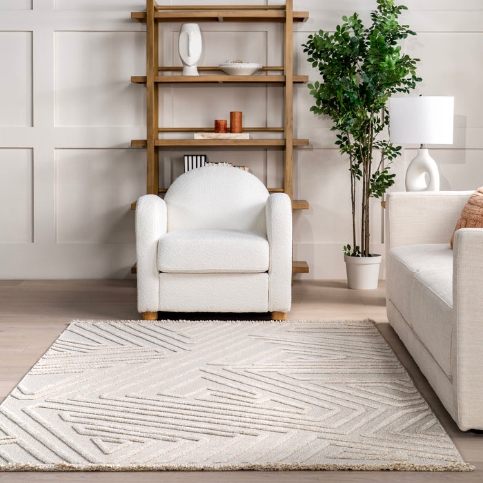 Ivory Geometric Arrow Area Rug 160x230 cm