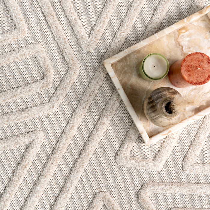 Ivory Geometric Arrow Area Rug 160x230 cm