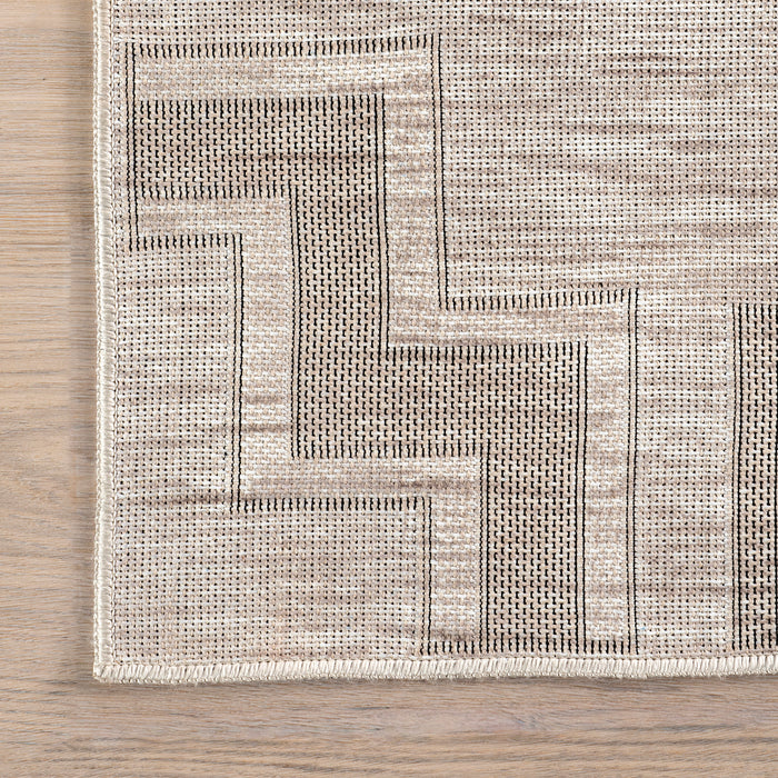 Ivory Geometric Washable Area Rug 160 Cm