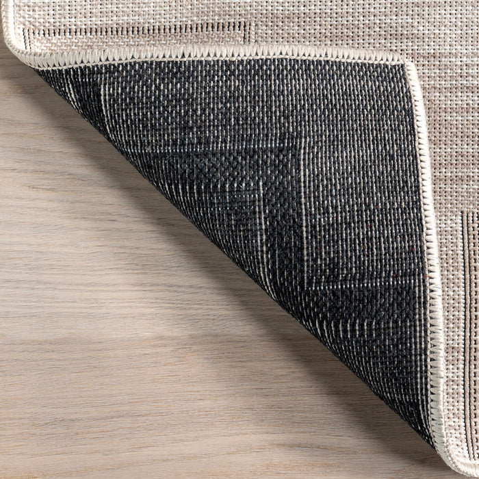 Ivory Geometric Washable Area Rug 160 Cm