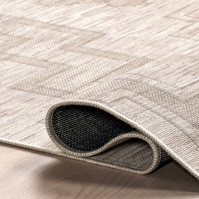 Ivory Geometric Washable Area Rug 160 Cm