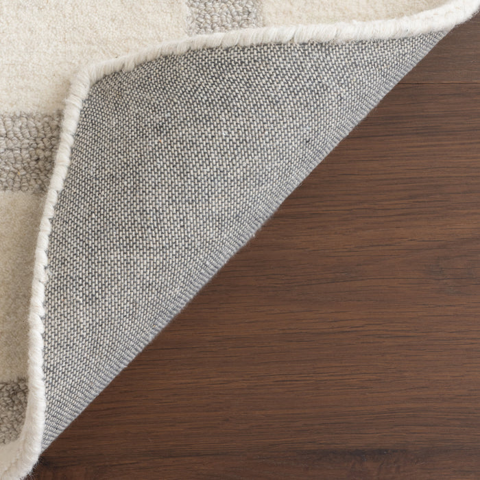 Ivory Geometric Wool Area Rug 80x150 cm