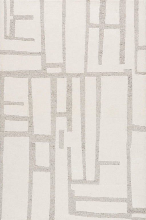 Ivory Geometric Wool Area Rug 80x150 cm