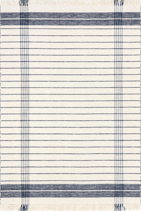 Ivory Handwoven Plaid Fringed Area Rug 120x180 cm