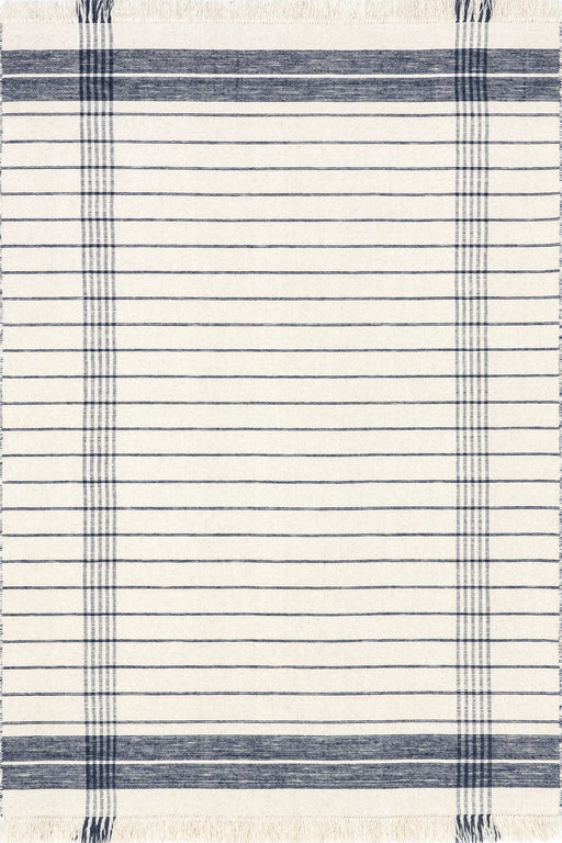 Ivory Handwoven Plaid Fringed Area Rug 120x180 cm