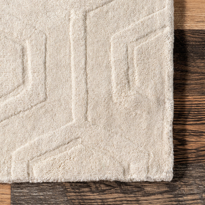 Ivory Honeycomb Wool Area Rug 120x180 cm